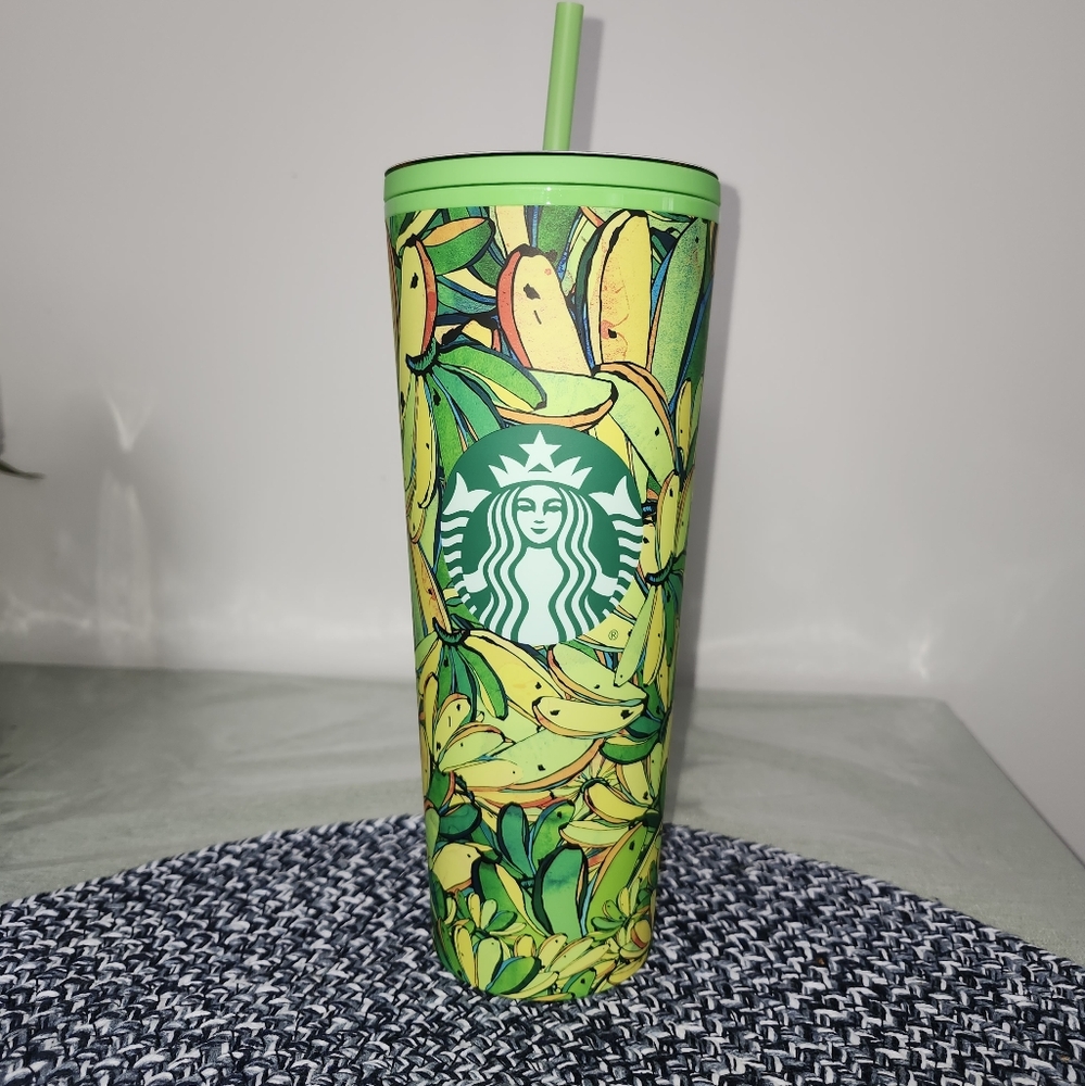 Starbucks Banana Leaf Tumbler with Straw